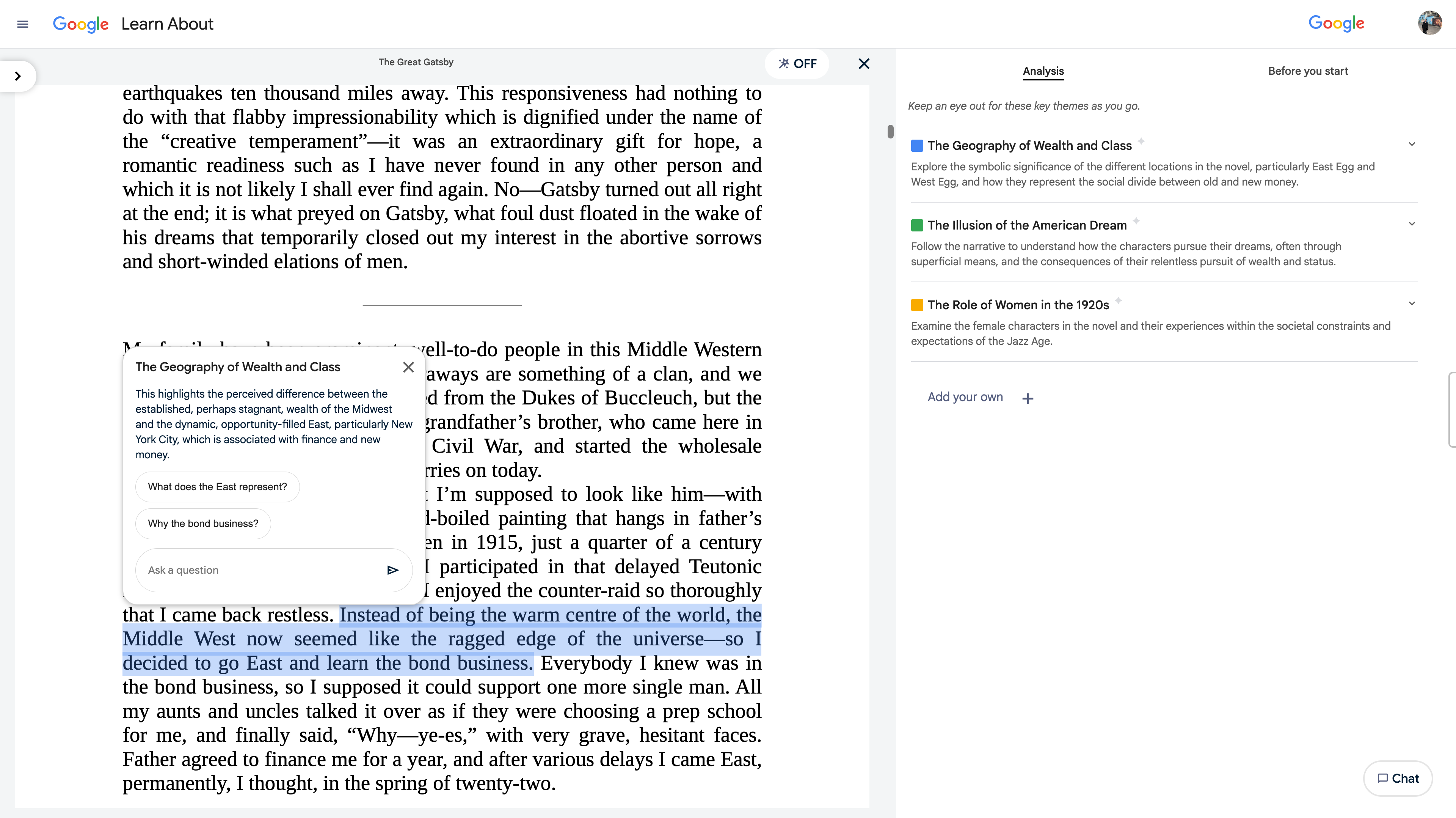 Advanced Analysis Interface