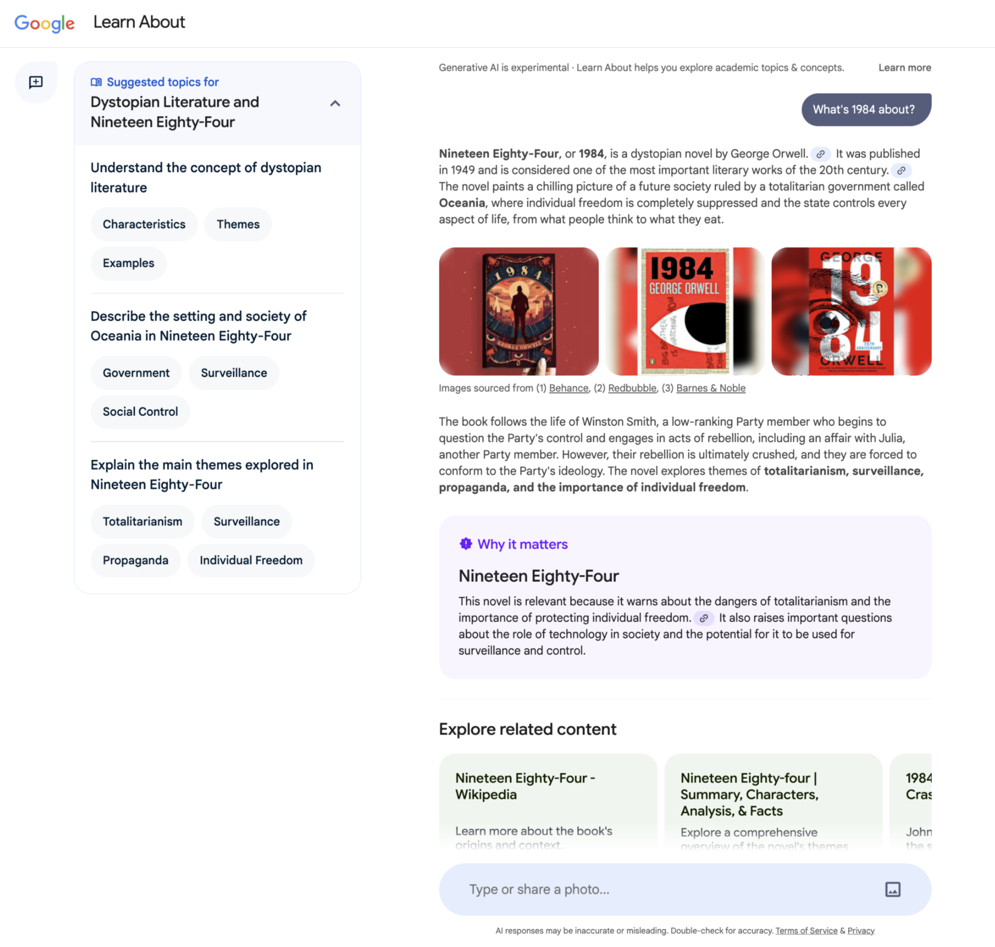 Learn About Main Interface with 1984 Topic
