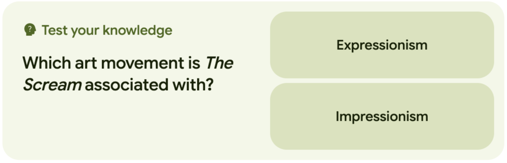 Test Knowledge Quiz Example