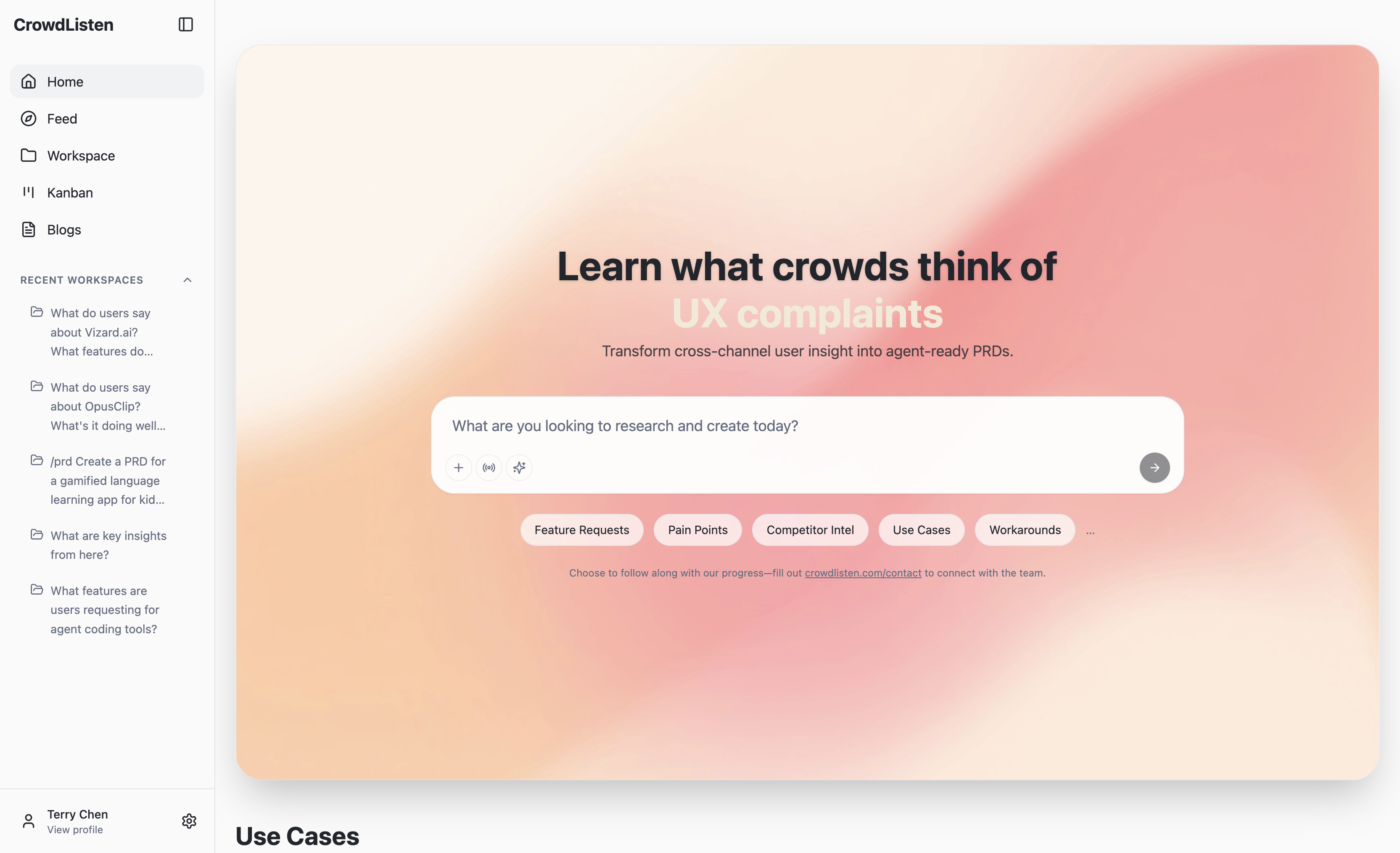 CrowdListen Homepage