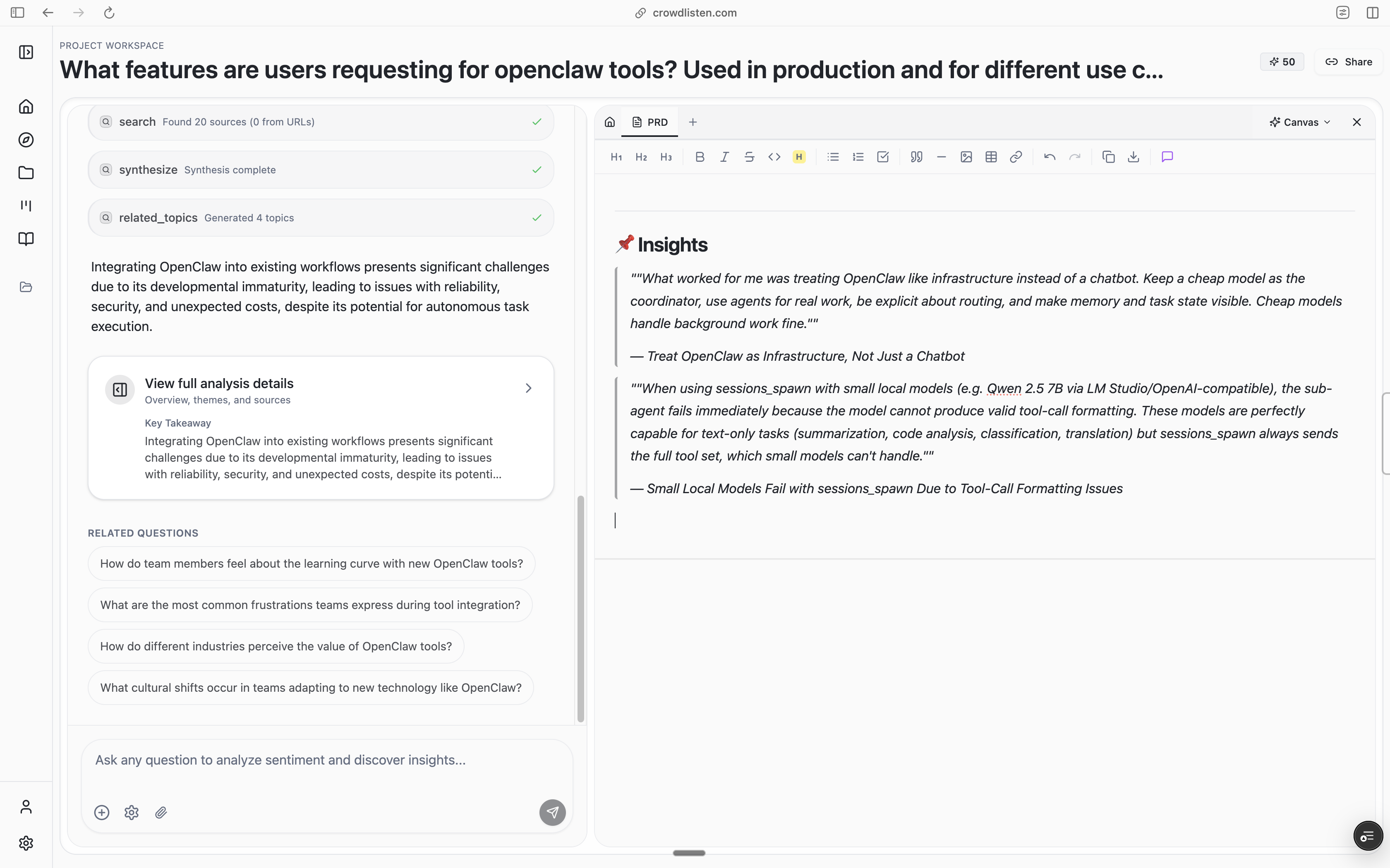 Agent-Ready Analysis Canvas