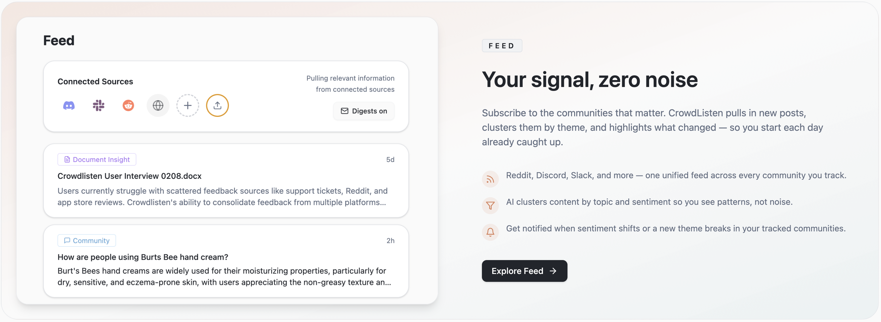 Feed: Cross-channel Signal Intake